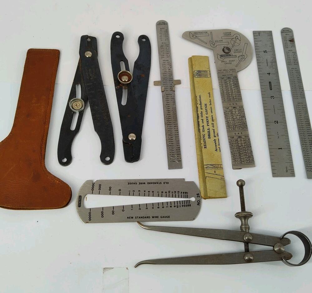 Lot Of General Rulers Calipers Depth Gauge 444 Wire Strip Screw Machinist Tools